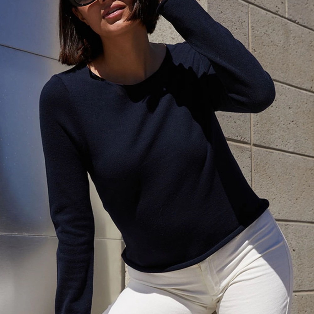John Galt Navy Bell Sleeve Sweater